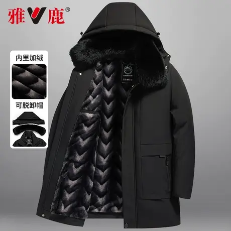 雅鹿冬季中老年人男装棉衣加厚加绒大毛领保暖爷爷爸爸冬装外套商品大图