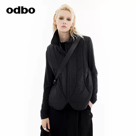 odbo/欧迪比欧立领百搭保暖棉马甲2024秋冬新款个性走线女式外套商品大图