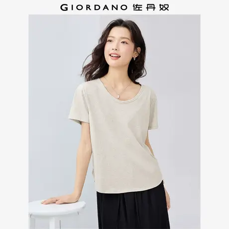 佐丹奴T恤女装U型领弧形下摆针织薄短袖T恤 05325409商品大图