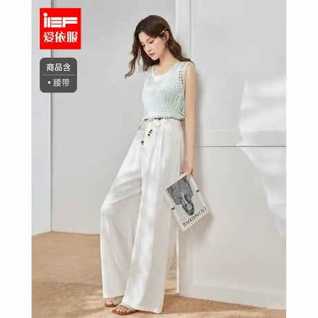 IEF/爱依服裤子2025夏季新款法式简约休闲度假风通勤百搭阔腿裤商品大图