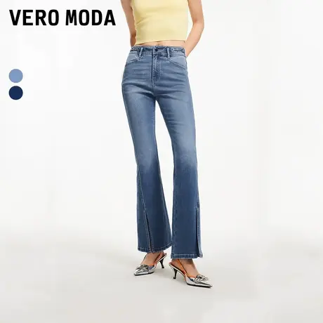 Vero Moda牛仔裤女夏季高腰微弹开叉显瘦微喇裤复古时髦324232004商品大图