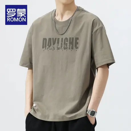 罗蒙短袖t恤男士夏季薄款2025新款圆领上衣服潮牌宽松半袖体恤男图片