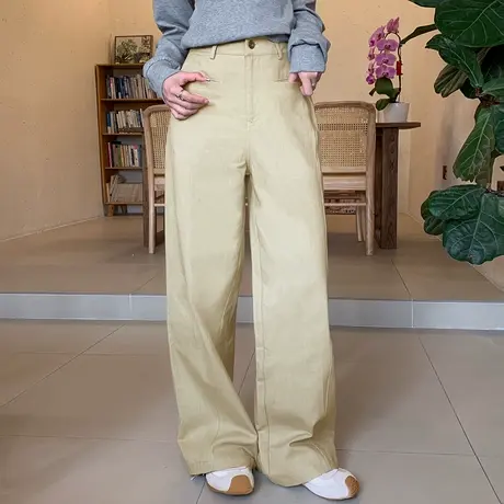 尔给尔给宽松直筒休闲裤女25春新款显瘦气质高腰百搭垂感阔腿裤商品大图