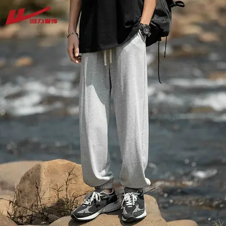 回力裤子男款夏季潮牌束脚宽松灰色卫裤山系运动裤美式薄款休闲裤商品大图