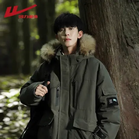 回力工装毛领棉服男生2025新款冬季加厚户外防水棉袄防水冲锋外套图片
