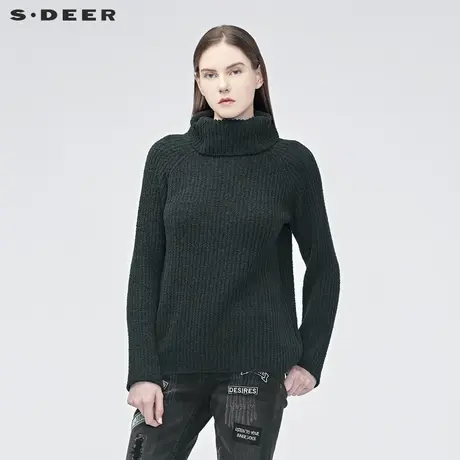 sdeer圣迪奥女装冬季时尚休闲高领基本款纯色长袖毛衣S184835A4图片