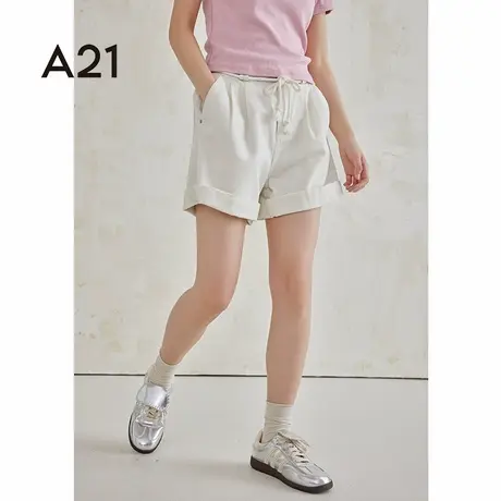 A21女装宽松短裤女士夏季时尚卷边设计感巨好看穿搭直筒三分裤商品大图