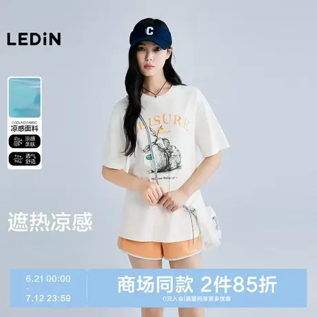 【商场同款】乐町凉感T恤女水果字母印花短袖夏休闲宽松C2CNF2705图片