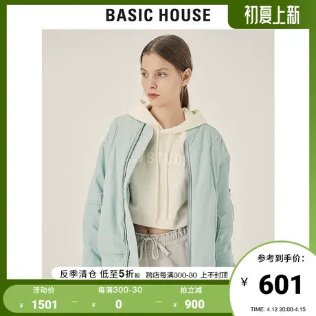 Basic House/百家好2021冬季新款女装夹克棉服工装风外套HVJP728C图片