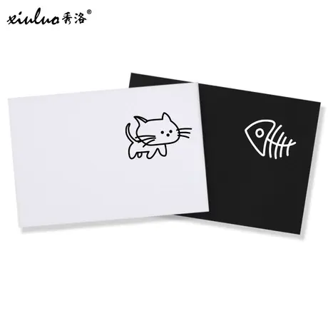 秀洛猫吃鱼情侣短袖T恤小众设计感夏纯棉衣服个性可爱宽松打底衫图片