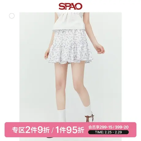 【寻意生活】SPAO女士半身裙年夏季碎花甜美气质短款裙SPWHD23S20商品大图