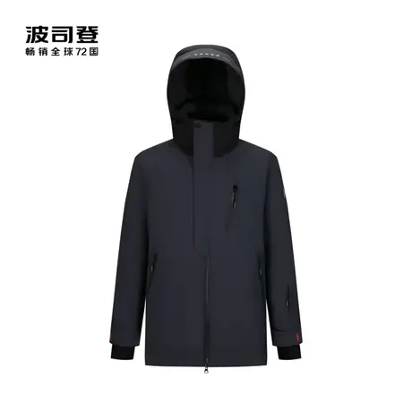 波司登滑雪系列新款中款男士连帽户外滑雪风衣鹅绒羽绒服图片