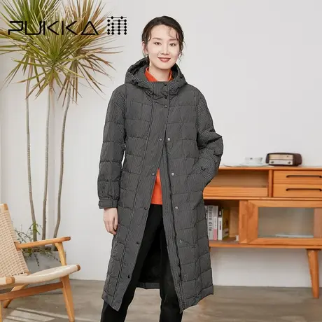 蒲PUKKA 专柜同款连帽羽绒服女宽松简约御寒不臃肿长款外套图片