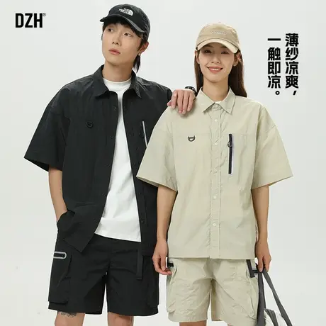 男士冰丝工装衬衫男短袖夏季薄款半袖上衣轻薄速干衣服男款情侣装商品大图