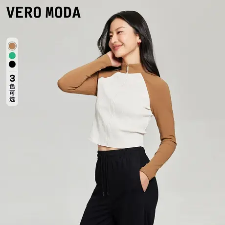 Vero Moda上衣女春季休闲H24印花立领拼色插肩袖短外套324102027商品大图