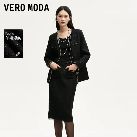 Vero Moda奥莱外套女秋冬新款V领小香风优雅通勤气质上衣大衣流行商品大图