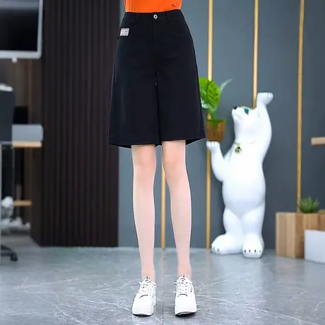 高腰休闲窄版直筒短裤女2025夏季薄款五分裤宽松百搭舒适阔腿裤图片