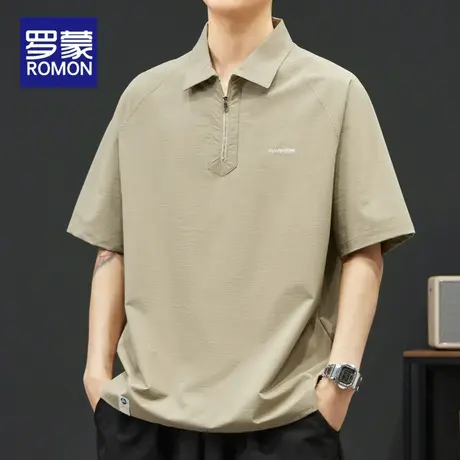罗蒙冰丝POLO衫男短袖夏季2024新款宽松衬衫领休闲半袖薄款t恤潮图片