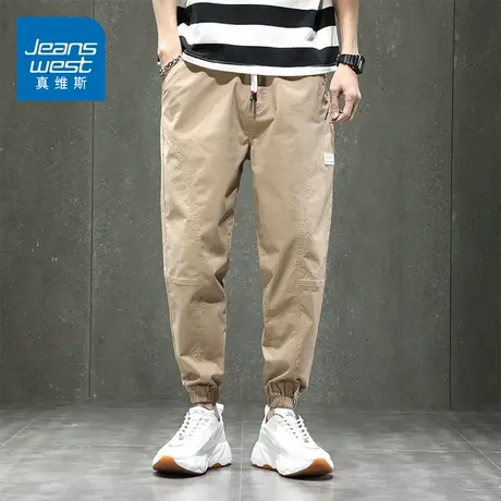 KZ真维斯卡其色工装休闲裤男士九分纯棉男裤子春秋季2025年新款潮图片