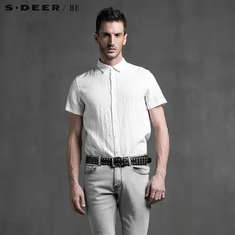 sdeerhe圣迪奥男装夏装时尚舒适文艺棉麻男士短袖衬衫H15270444图片
