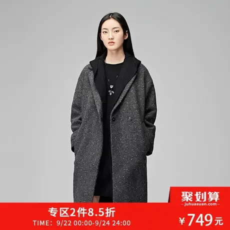 sdeer圣迪奥2019冬撞色长款针织毛呢大衣两件套S17481867图片