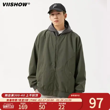 VIISHOW棒球领冲锋夹克男士春秋季宽松潮牌休闲美式潮牌防风外套商品大图