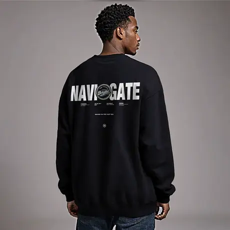 2025加肥加大码情侣圆领美式重磅胖子男装宽松加绒卫衣纯棉秋冬季商品大图