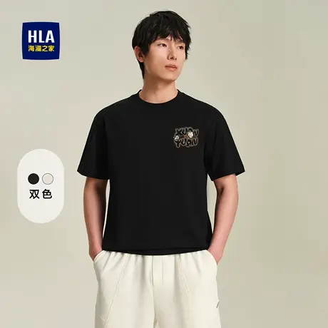 HLA/海澜之家轩辕小将联名短袖T恤2025春夏新款圆领卡通印花短t男商品大图