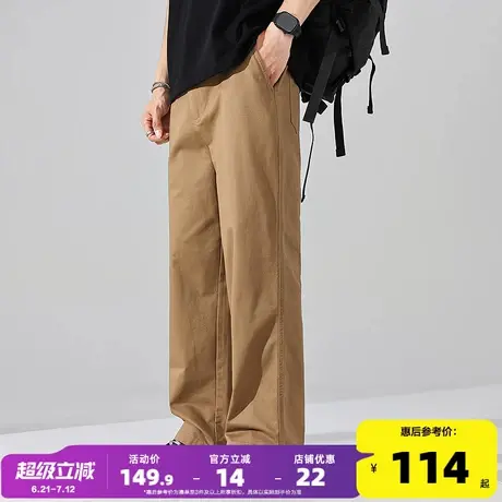 唐狮25春夏季新款男休闲长裤直筒工装裤子日系宽松简约阔腿裤潮流图片