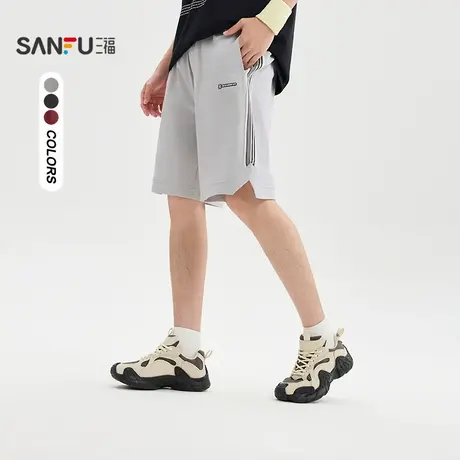三福2025夏季男士时尚拼接中裤 休闲宽松橡筋腰头裤子男502969商品大图