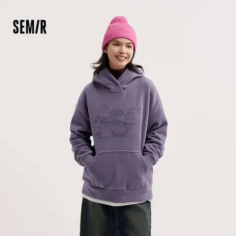 [商场同款]森马史努比系列卫衣女中长款图案2024新款oversize冬装商品大图