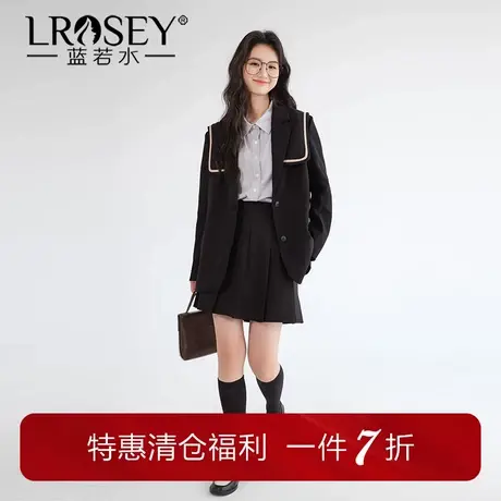 蓝若水大码女装高级感海军领西装外套胖mm秋装新款气质休闲西服商品大图