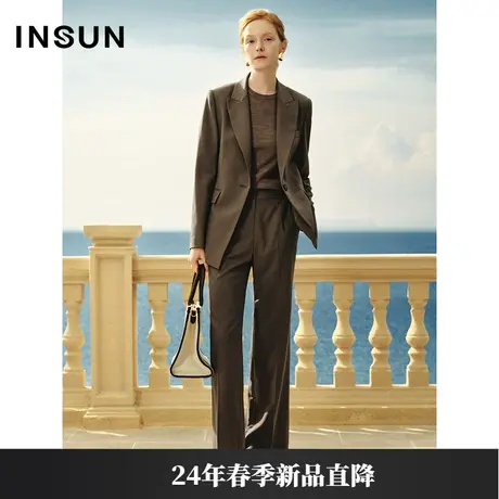 INSUN恩裳专选春季美拉德戗驳领精纺羊毛西装商品大图