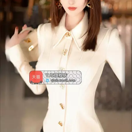 VJE早春立体剪裁收腰欧美衬衫2025新款时尚女神范小众束腰衬衫图片