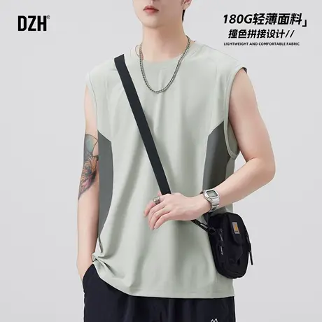 男士浅绿色运动健身背心男款夏季外穿无袖t恤打底衫2025新款上衣商品大图