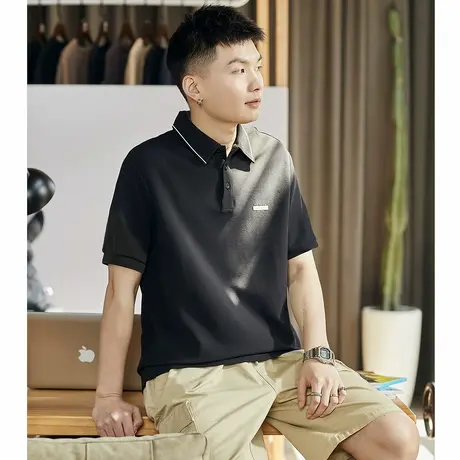 唐狮夏季新款男短袖Polo衫宽松纯色翻领上衣学生休闲运动T恤官方图片