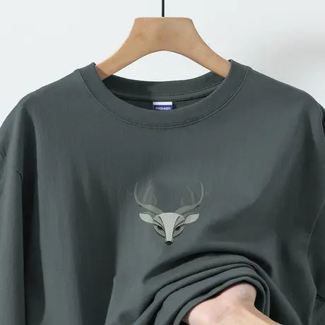 260g重磅纯棉短袖t恤男美式宽松全棉半袖夏季潮牌体恤上衣服圆领商品大图