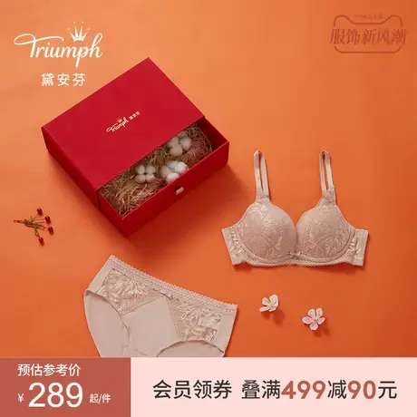 【礼盒】Triumph/黛安芬水盈绽放蕾丝小胸聚拢文胸内裤套11-1850商品大图