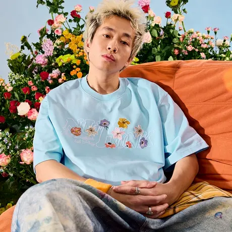 Nuthink国潮花卉刺绣字母短袖T恤美式复古宽松薄款男女2025夏新款图片