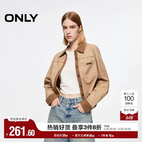 ONLY奥莱春季小众设计感翻领正肩短款长袖衬衫女图片