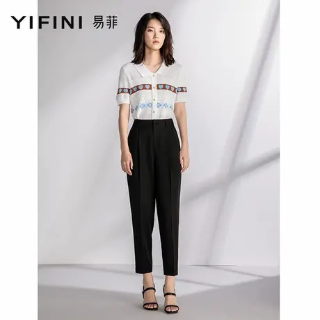 Yifini/易菲通勤百搭休闲直筒小脚裤女夏季新款铅笔裤锥形裤商品大图
