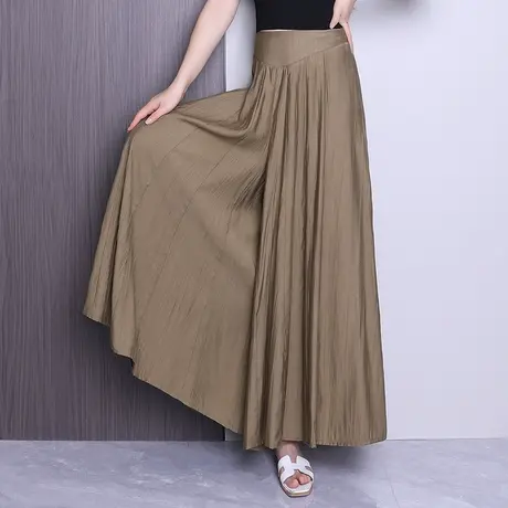 时尚大摆裙裤女夏季薄款2025新款高腰九分裤显瘦阔腿裤时尚女裤子图片