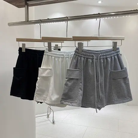 ins超火a字高腰阔腿休闲短裤女夏季韩版百搭宽松大口袋工装裙裤潮商品大图