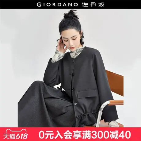 佐丹奴千金风外套女通勤抽绳下摆宽松圆领老钱风西装外套18374802商品大图