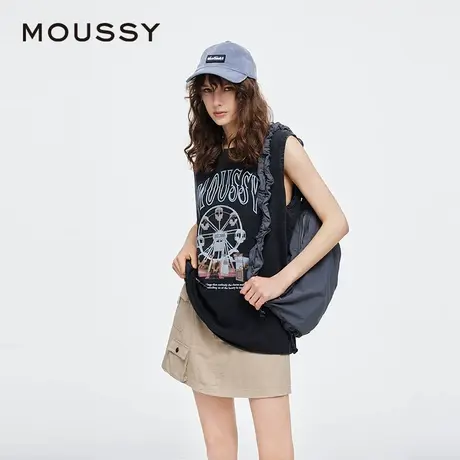 明星同款MOUSSY25夏季新品美式摩天轮LOGO无袖T恤028ISZ90-0861图片