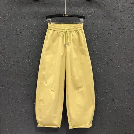 欧货长裤2025夏季新款薄款速干宽松抽绳弯刀裤女休闲阔腿哈伦裤潮商品大图