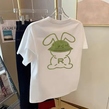 oversize正肩短袖T恤女士夏季欧货大码宽松百搭体恤港味上衣ins潮商品大图