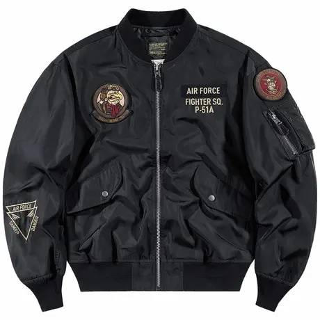 VIP美式飞行员夹克男士短款潮牌刺绣棒球服宽松复古休闲工装外套商品大图