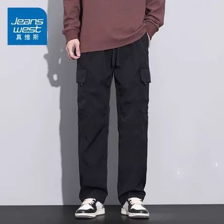 KZ真维斯春季新款摇粒绒裤子男款2025潮牌工装休闲裤男生抽绳百搭图片