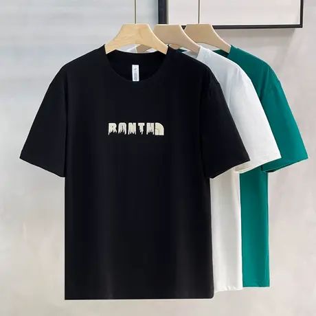 美式复古印花短袖t恤男士夏季潮牌2025新款冰丝薄款休闲半袖体恤商品大图